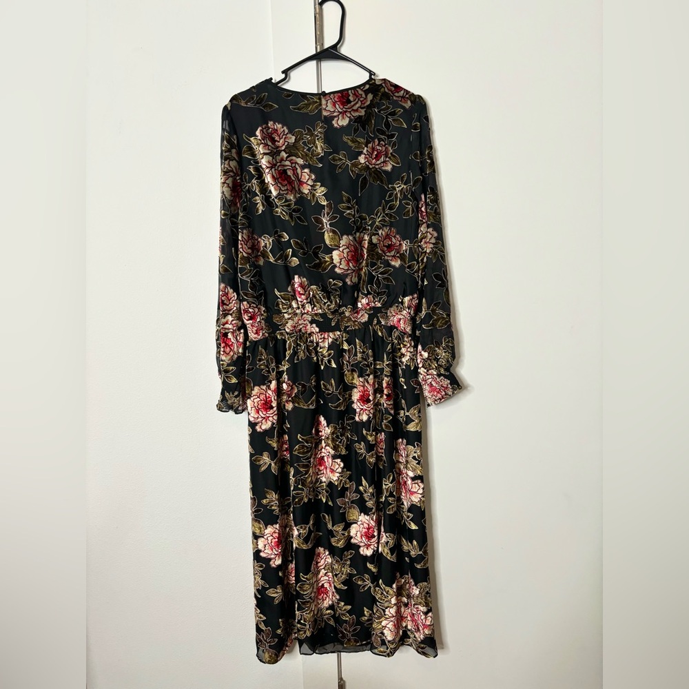 Vince Camuto Black Floral Long Sleeve Dress - Picture 2 of 10